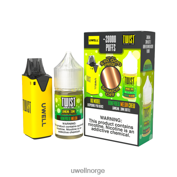 UWELL E Cig - UWELL V6 engangsapparat + pappadamp 30ml juice - samarbeidspakke D6204Z217 clr: gul/flv: honningmelon tygge 50mg