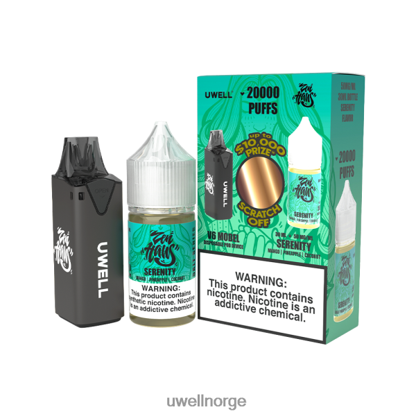 UWELL Oslo - UWELL V6 engangsapparat + pappadamp 30ml juice - samarbeidspakke D6204Z222 clr: svart/flv: serenity 50mg