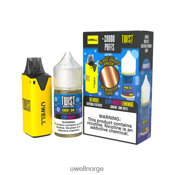 UWELL Vape Flavours - UWELL V6 engangsapparat + pappadamp 30ml juice - samarbeidspakke D6204Z216 clr: gul/flv: bærmedley lemonade 50mg