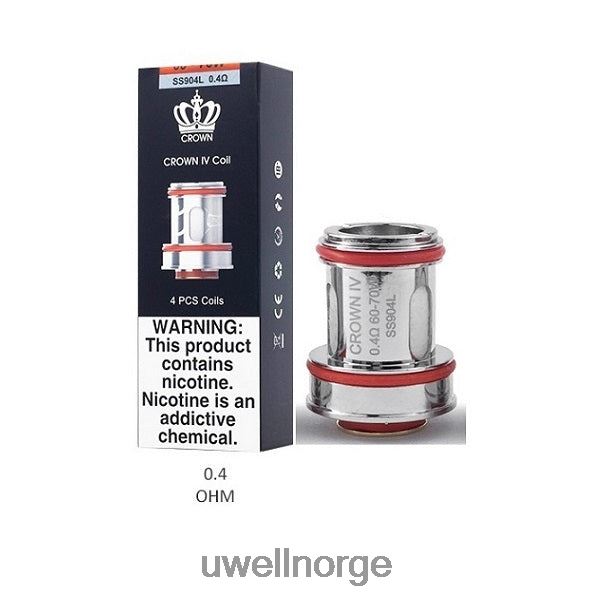 UWELL Disposable Vape - UWELL CROWN 4 erstatningsspoler (4-pakning) D6204Z183 dobbel spole 0,4 ohm