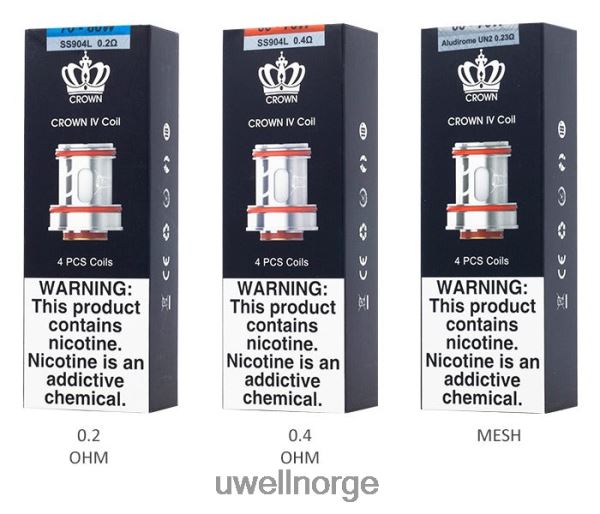 UWELL Disposable Vape - UWELL CROWN 4 erstatningsspoler (4-pakning) D6204Z183 dobbel spole 0,4 ohm