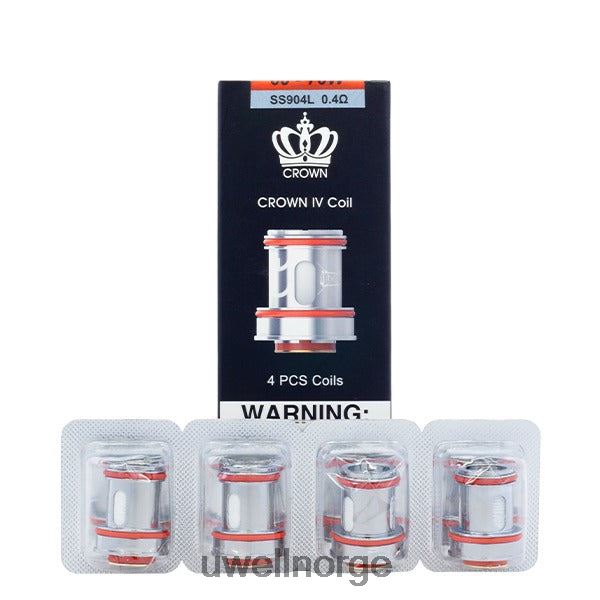 UWELL Disposable Vape - UWELL CROWN 4 erstatningsspoler (4-pakning) D6204Z183 dobbel spole 0,4 ohm